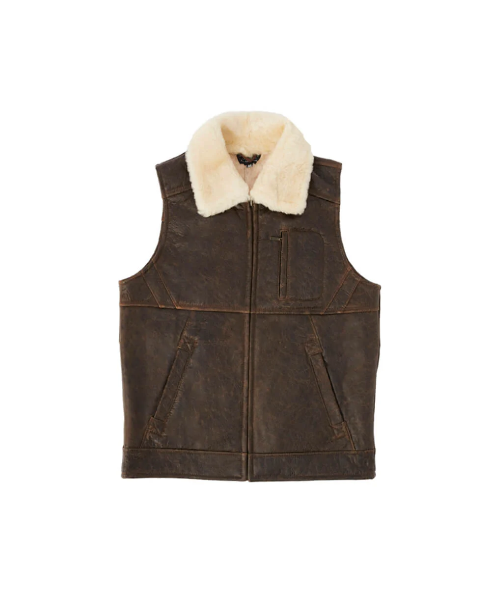 Men's Nappa Bomber Sheepskin Vest - Image 4